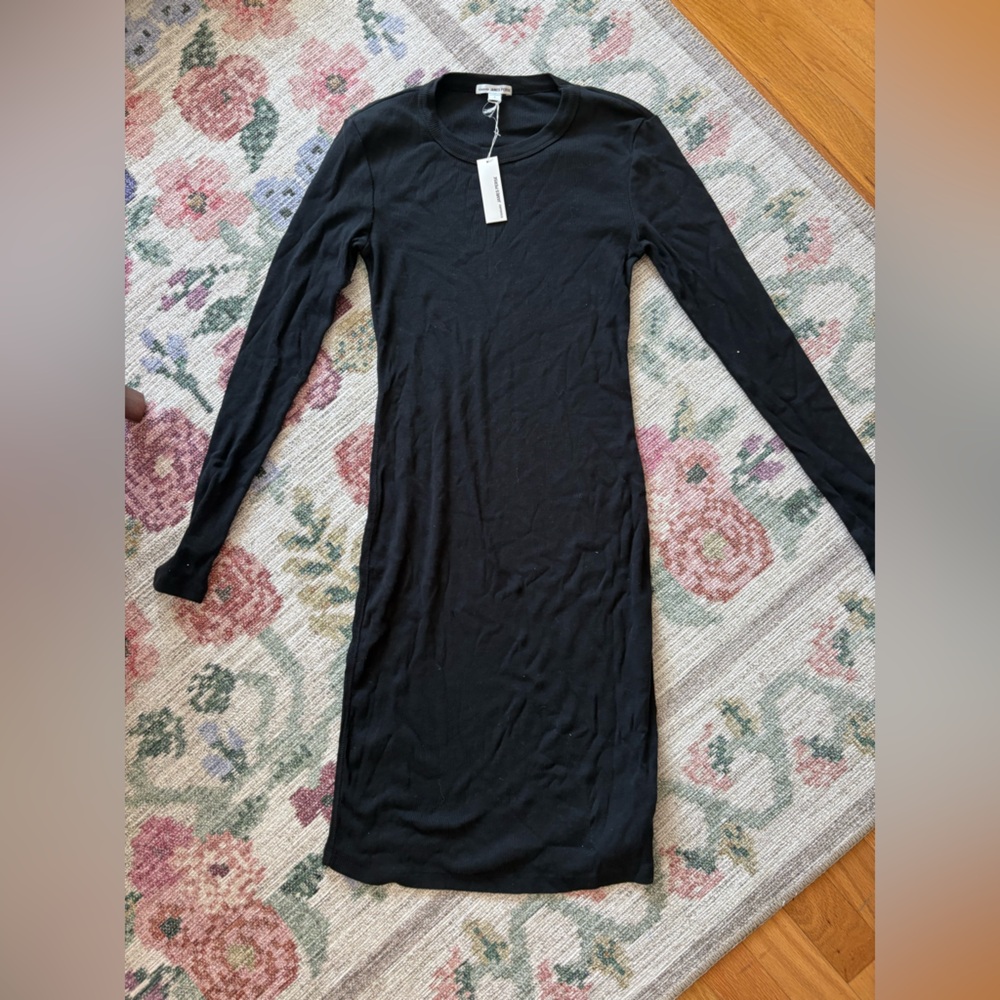 James Perse Black Ribbed Dress